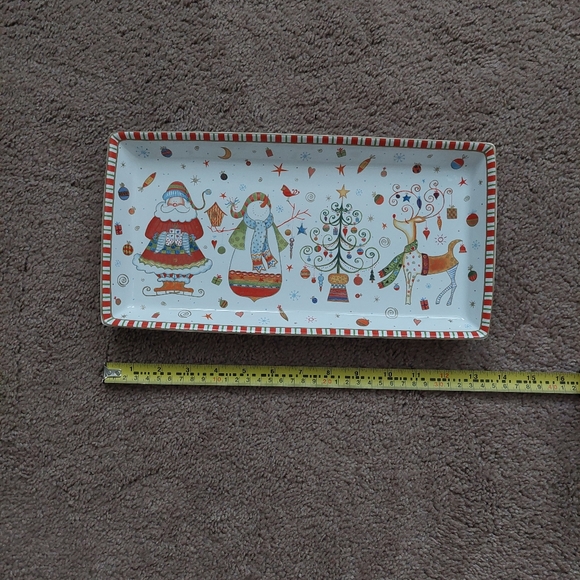 222 Fifth Holiday Porcelain Christmas Serving Dish Xmas Earrings